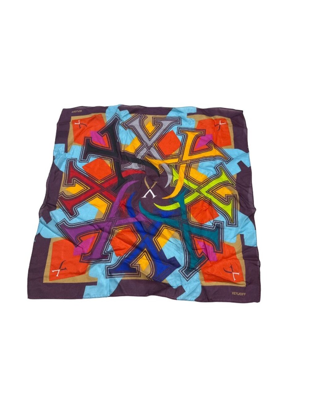 Xerjoff Multicolor Square Scarf 17"x17" Abstract Print Geometric (822)
